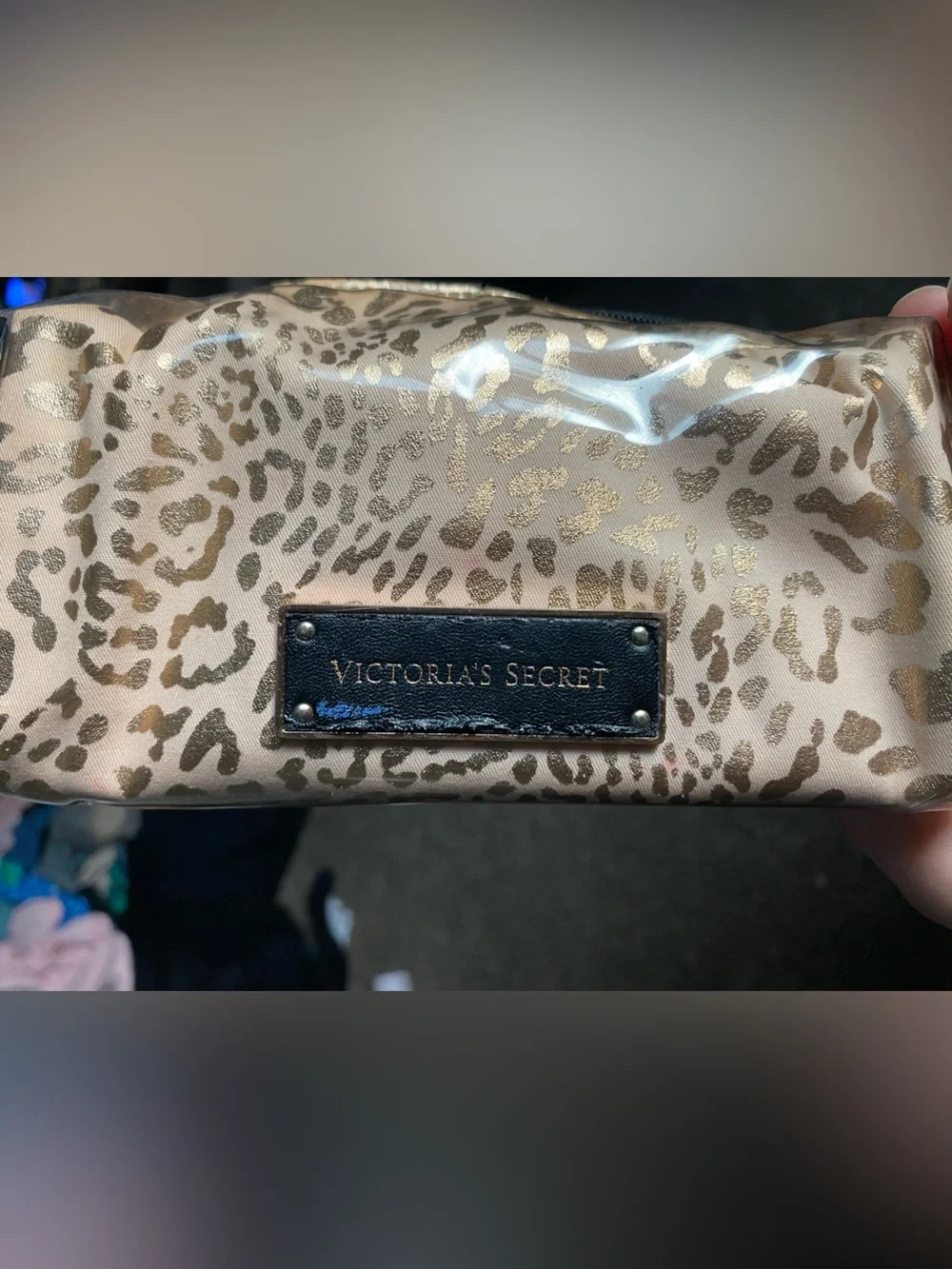 Victoria's Secret Metallic Gold Leopard Cosmetic Pouch